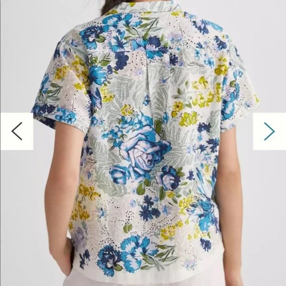 Anthropologie Printed Surf Button Down Shirt Blue Motif Size SP NWOT - Picture 3 of 13